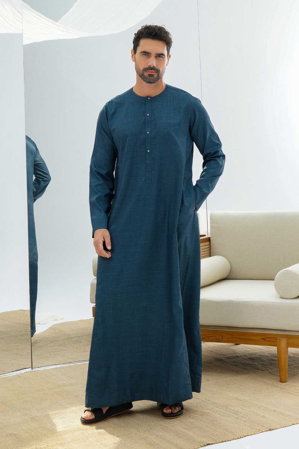 Blue Metal Button Thobe