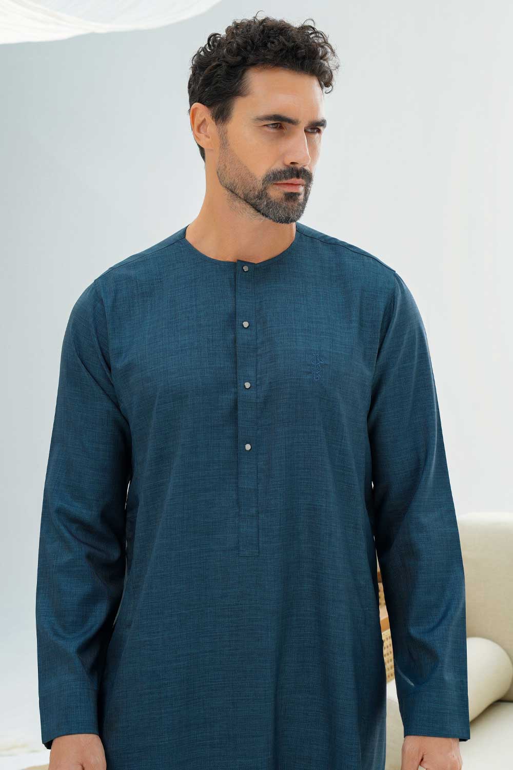 Blue Metal Button Thobe