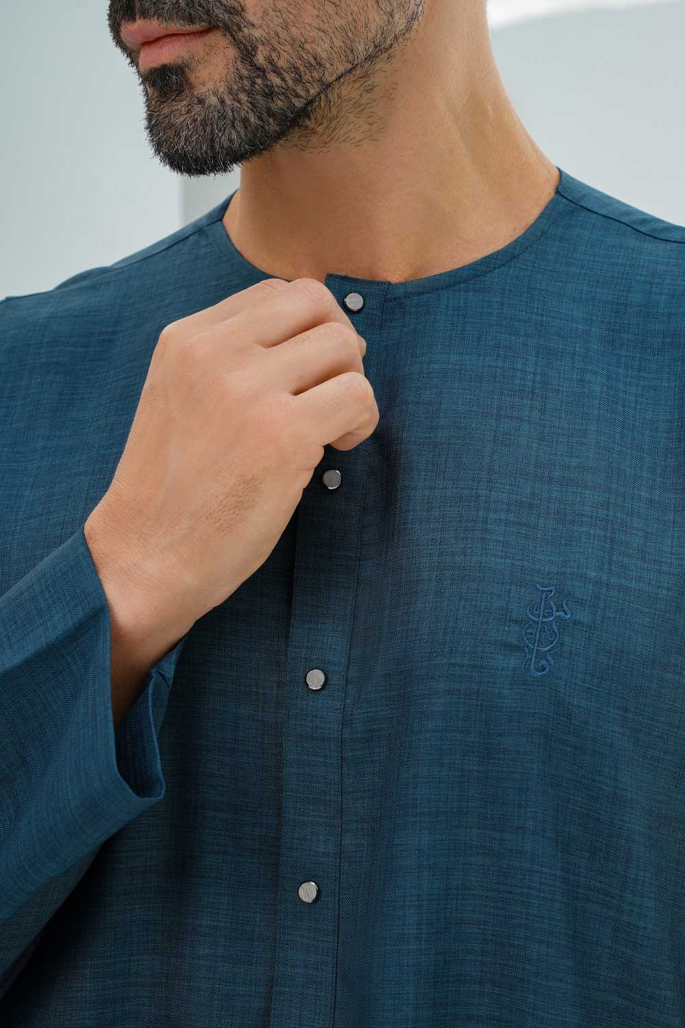 Blue Metal Button Thobe