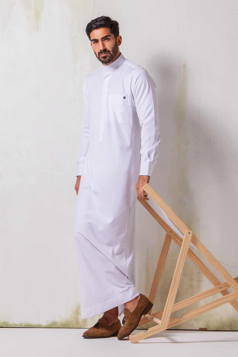 White/Burgundy Jerusalem Thobe