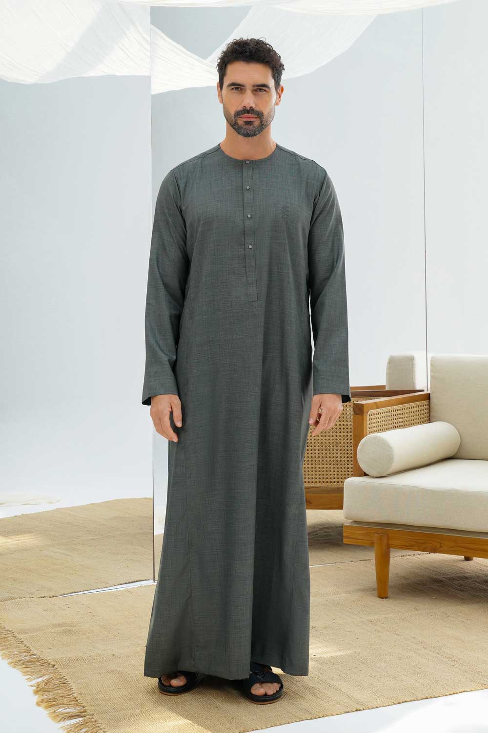 Green Metal Button Thobe